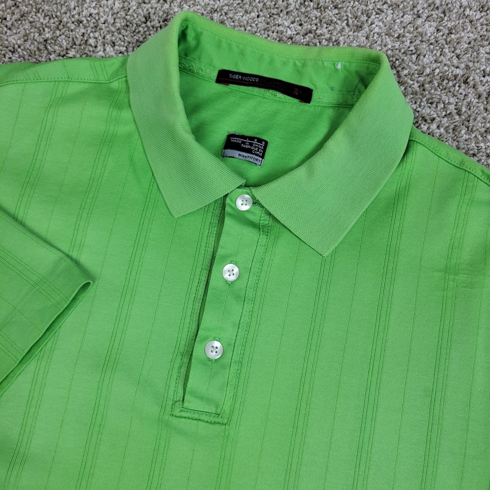 Nike Tiger Woods Collection Mens Large Solid Green Performance Stretch Polo